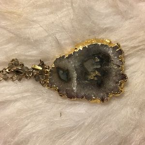 Gold plated stone necklace